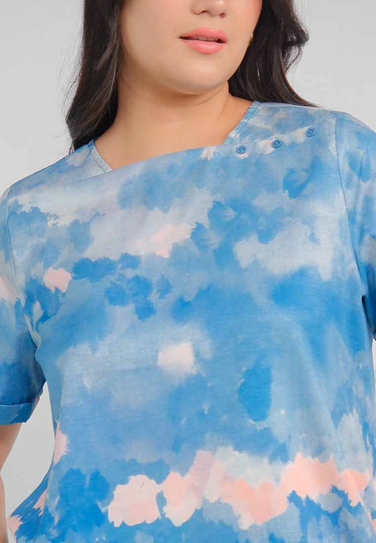 Milly Plus Size Aubreey Top in Abrstract Nature Print