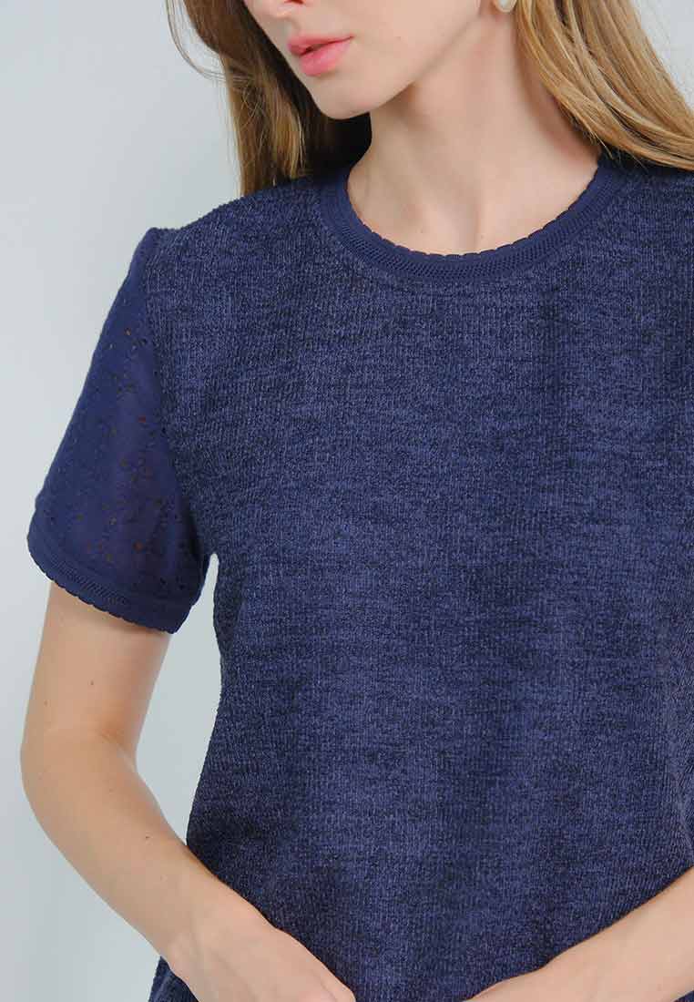 Rubie Knitted Top with Cotton Eyelet Sleeves