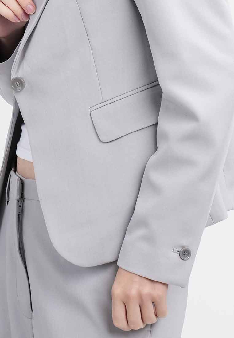 Eirene One-Button Workwear Blazer with Curved Hem