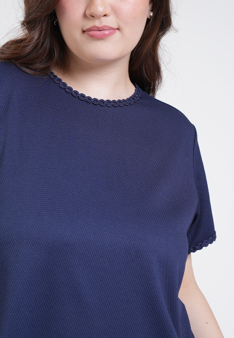 Milly Plus Size Solene Relaxed Scalloped Trim Top