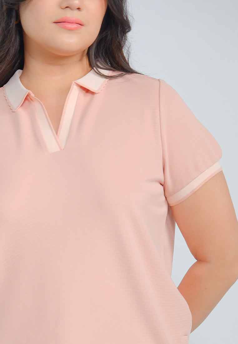 Milly Plus Size Ayzel Collared Knit Top with Contrast Edge