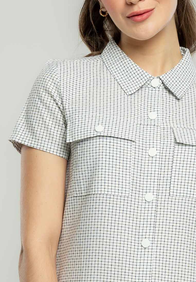 Laila Collared Shirt Dress in Pincheck Print