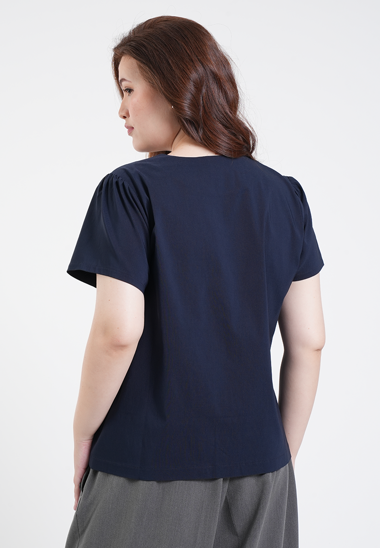 Milly Plus Size Angie Zip-Front Shelly Short Sleeve Top
