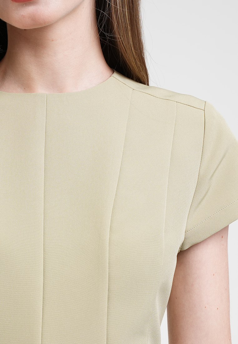 Claudine Structured Two-Tone Midi Dress
