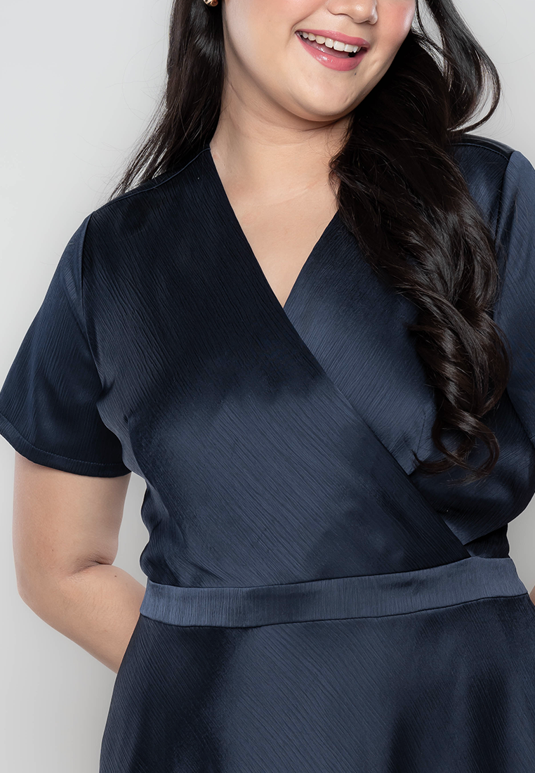 Milly Plus Size Emmanuelle Front Wrap Dress in Satin Fabric