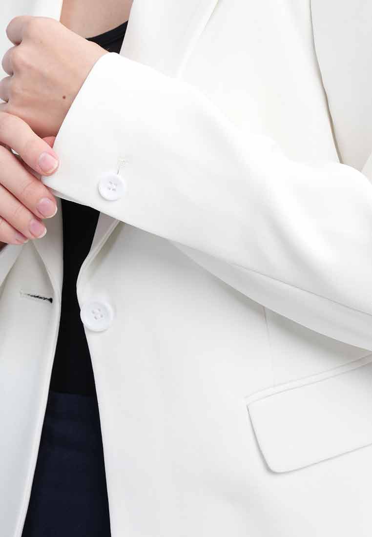 Eirene One-Button Workwear Blazer with Curved Hem