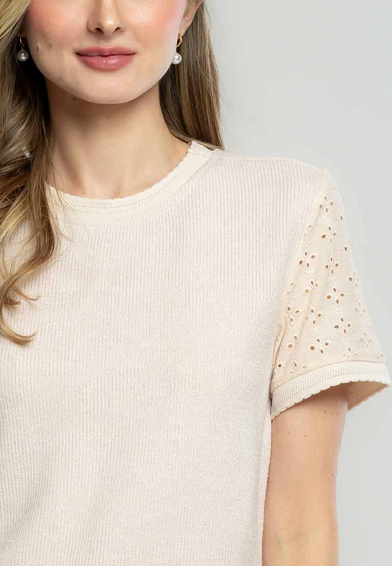 Tessa Basic Short Sleeves Top with Eyelet Detail