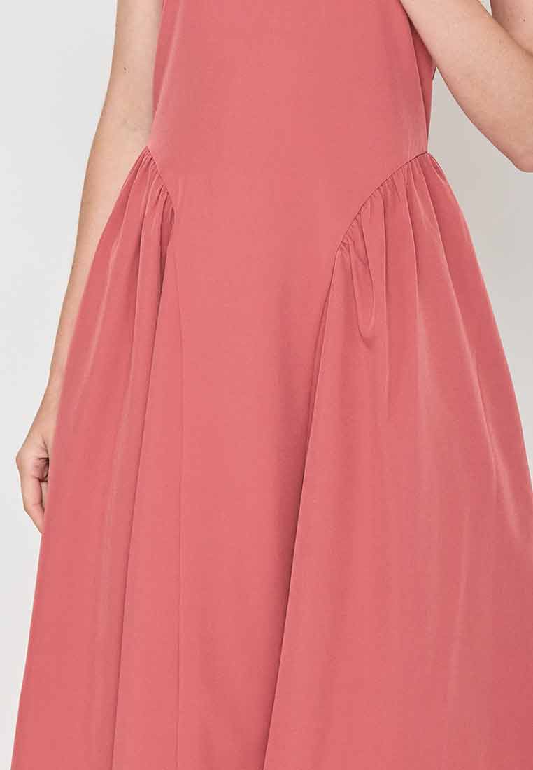 Jazmin Short Sleeves A-Line Dress with Pleats