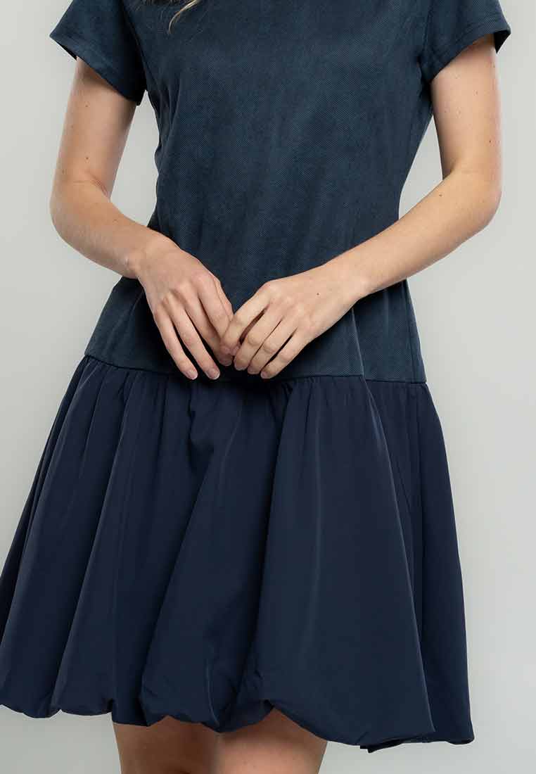 Lillie Short Sleeves A-Line Dress with Bubble Skirt