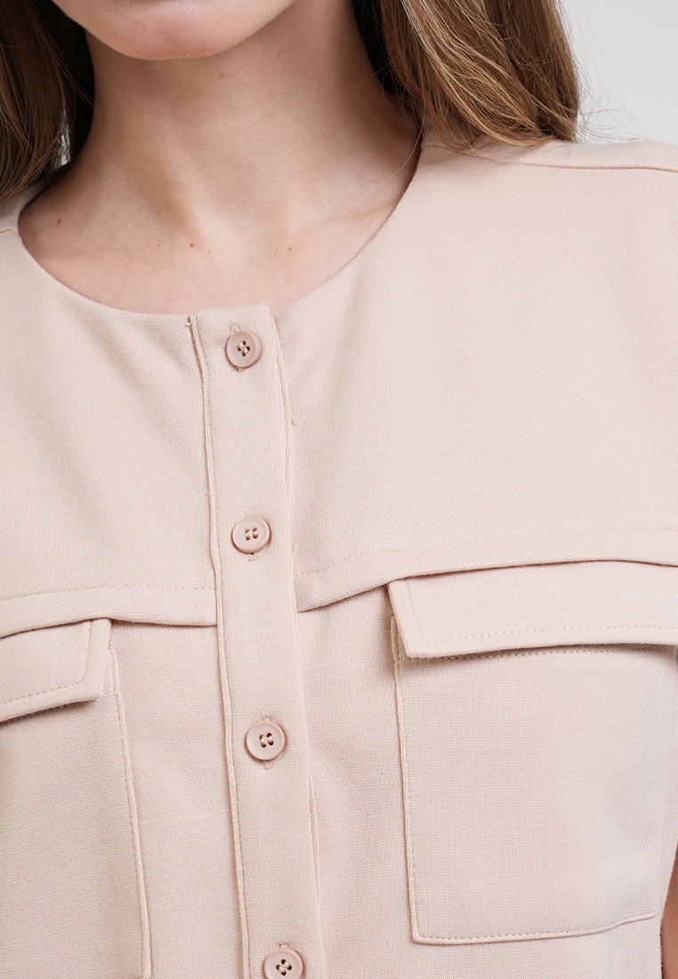 Jeannette Button-Front Knit Top