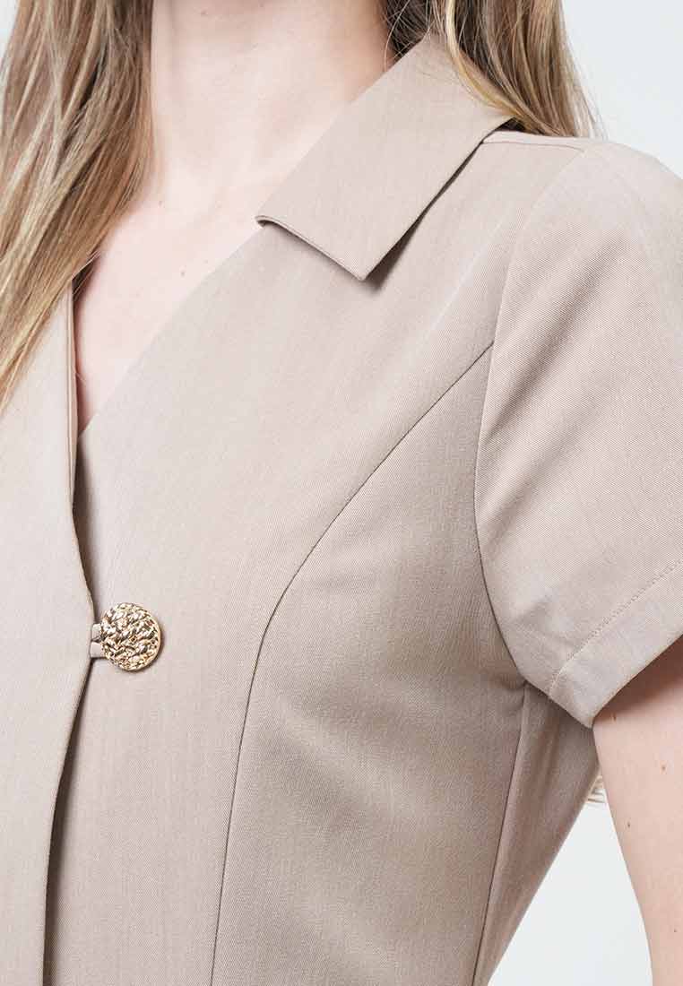 Marlowe Asymmetric Pleated Button-Front Dres