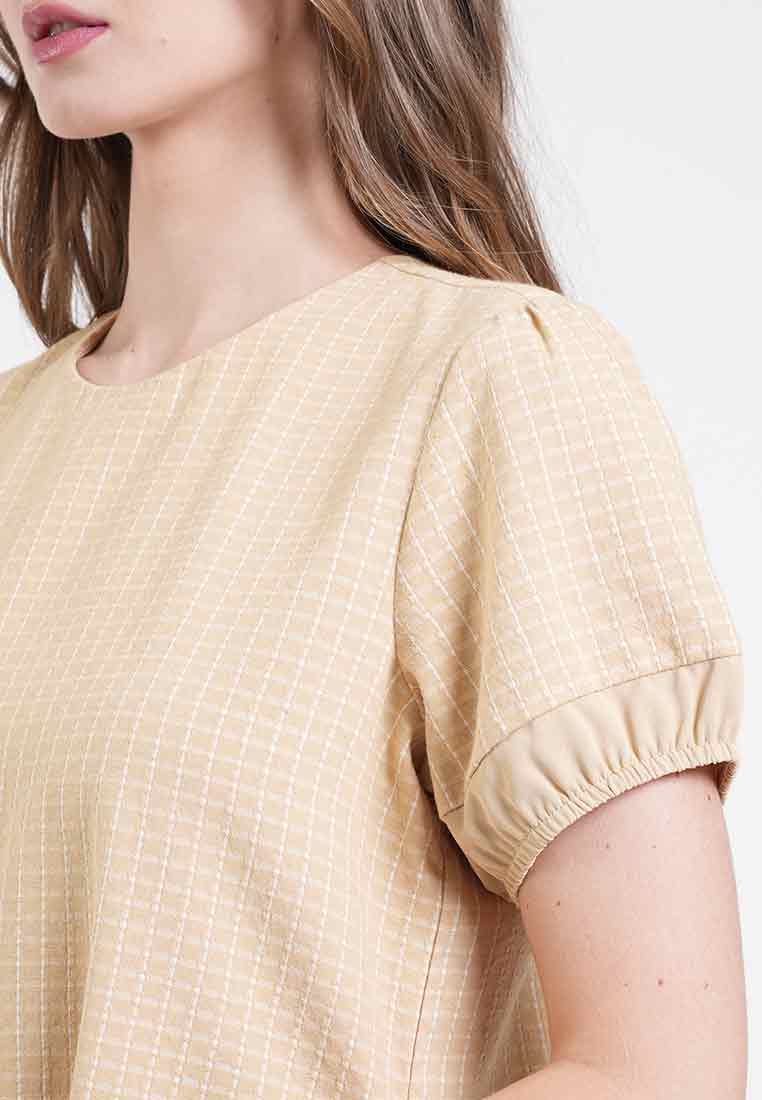 Lyca Grid Pleated Sheath Dress