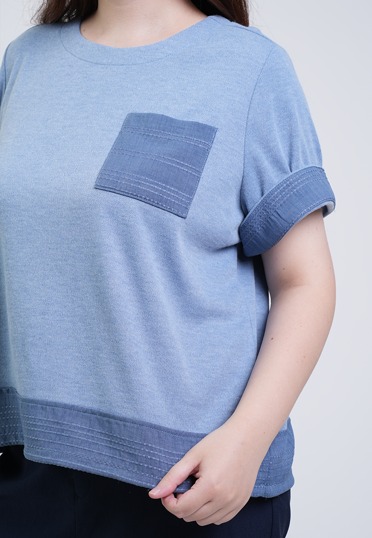 Milly Plus Size Danielle Relaxed Fit Patch Pocket Top