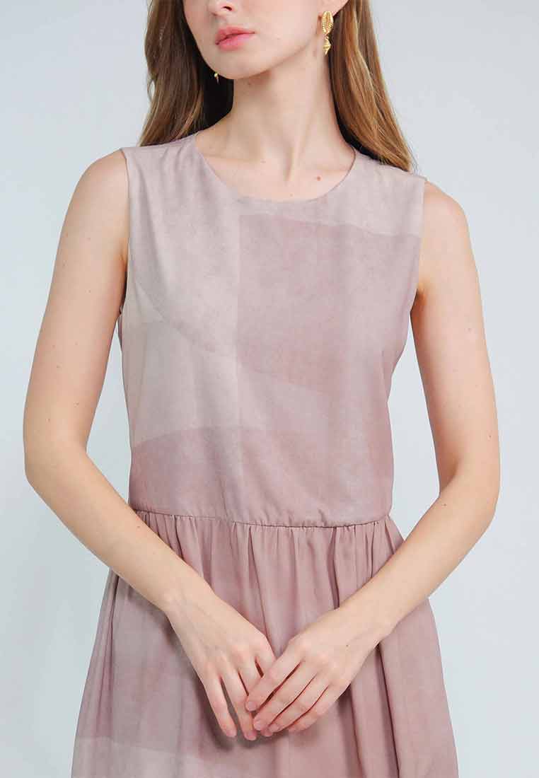 Solviennne Sleeveless Dress in Abstract Print