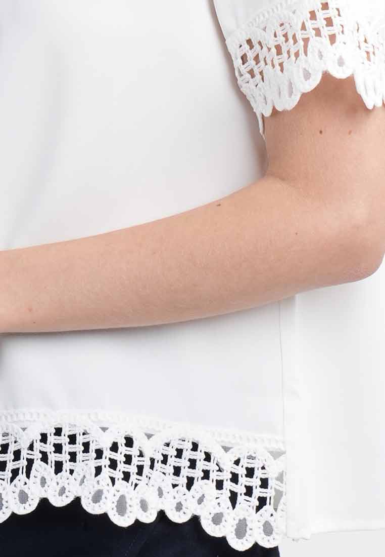Faye Short-Sleeve Tee with Lace Trim