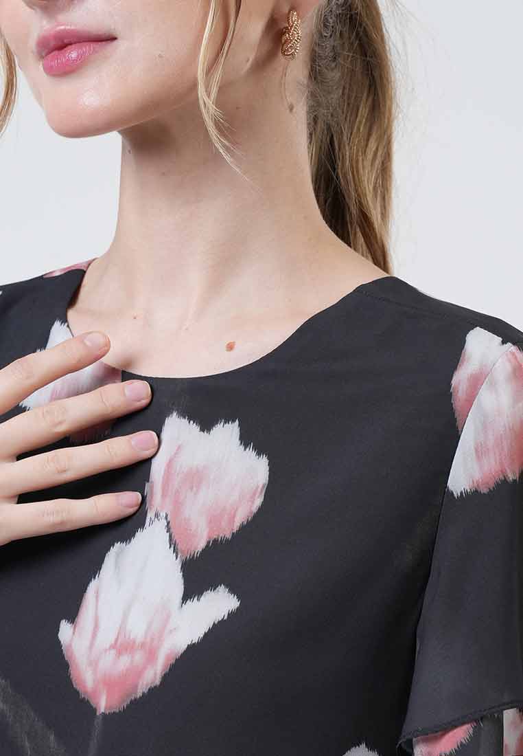 Ivy Tulip Print Double-Flutter Top