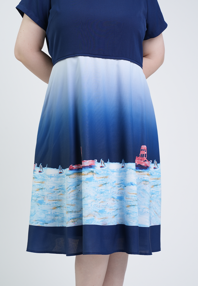 Milly Plus Size Clara Ombre Seascape A-line Dress