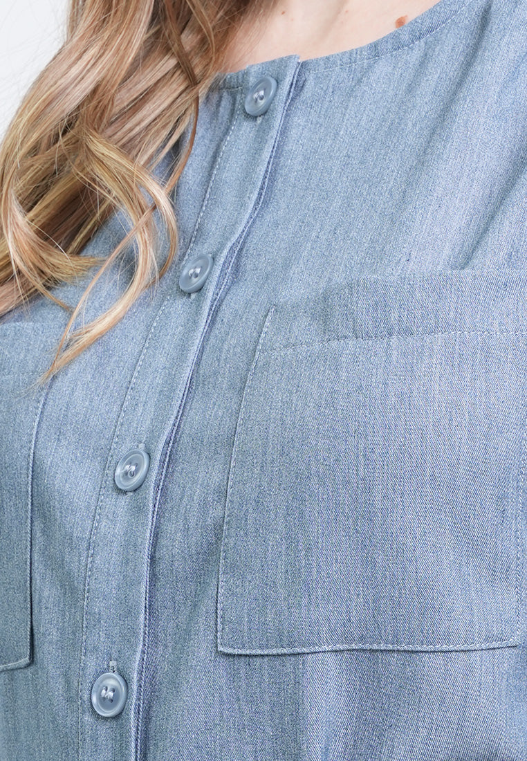 Valerie Belted Chambray Shirt Dress