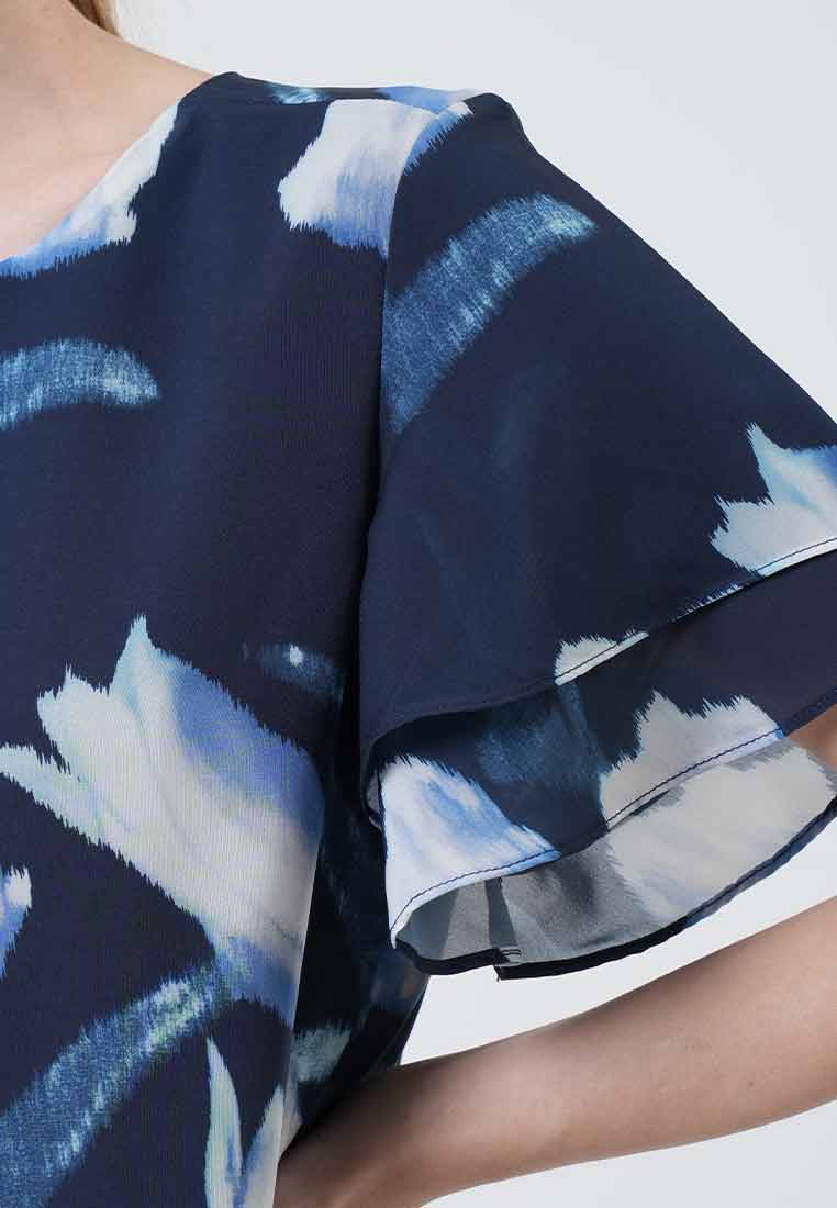 Ivy Tulip Print Double-Flutter Top