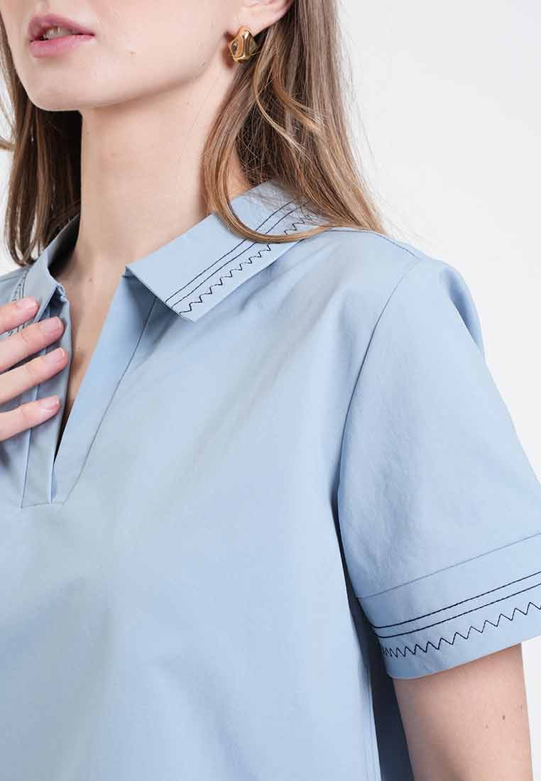 Camila Embroidered V-Neck Collar Top