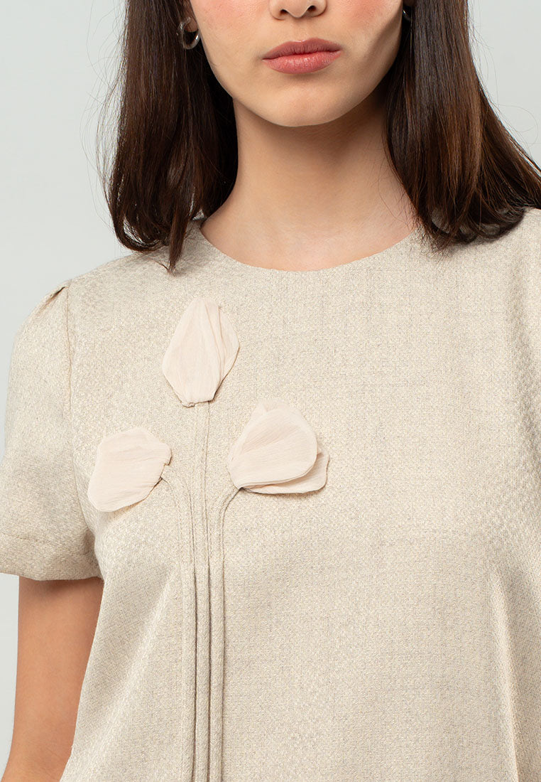 Denise Floral-Appliqué Shift Dress
