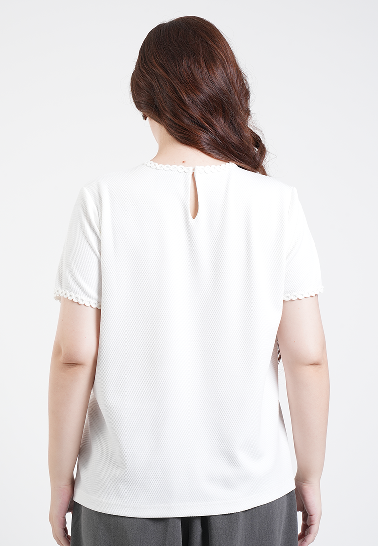Milly Plus Size Solene Relaxed Scalloped Trim Top