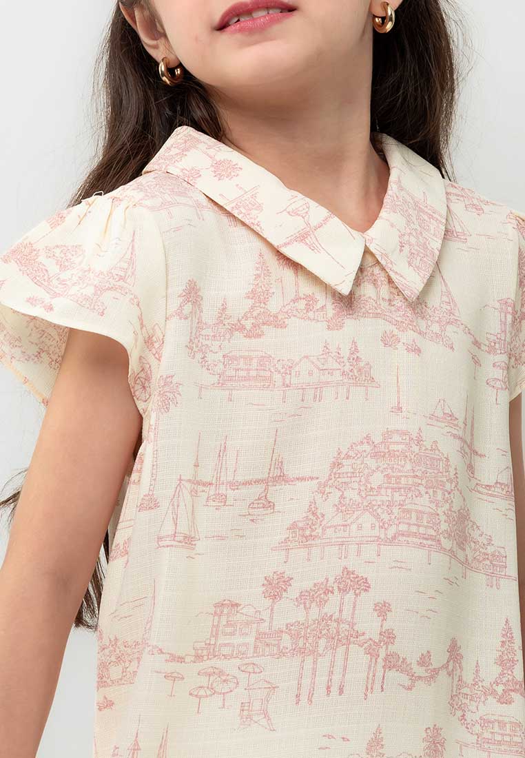 Treehouse Abbie Collared Dress in Toile Print