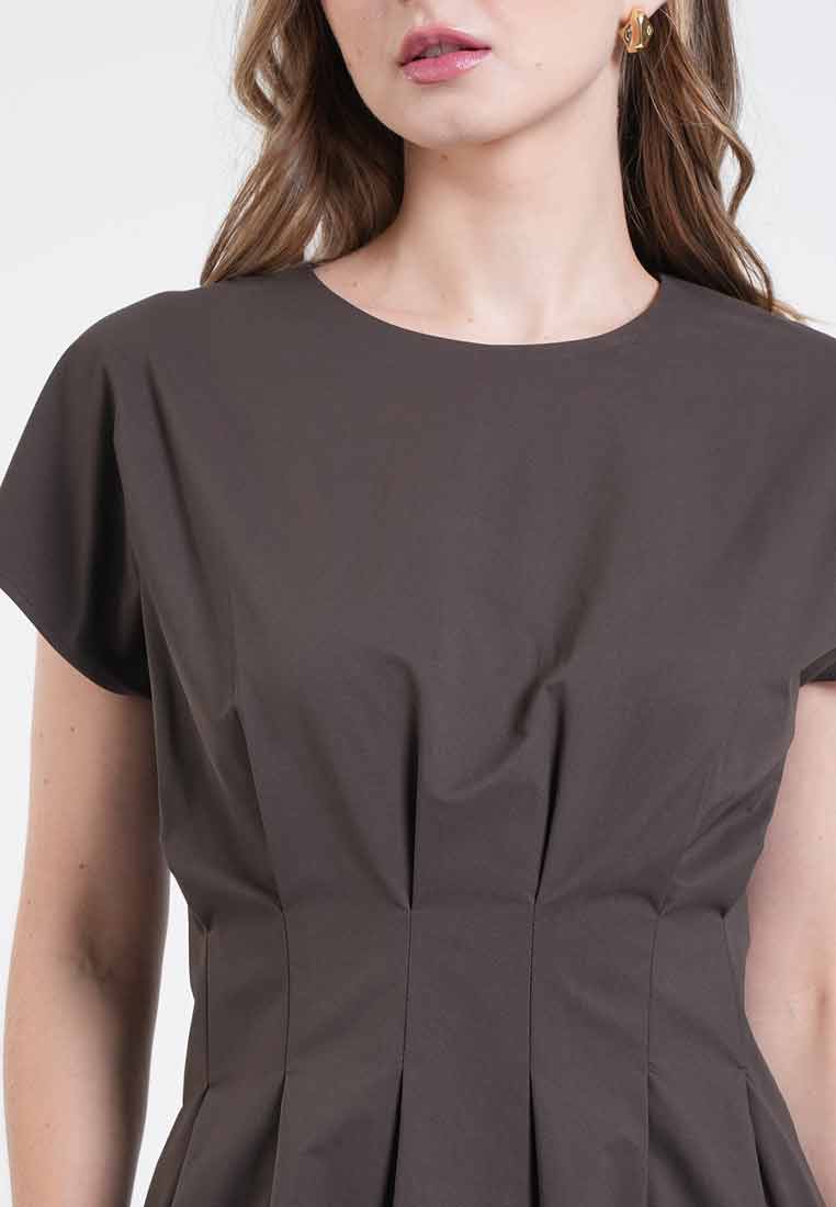 Sienna Terra Pintuck Midi Dress