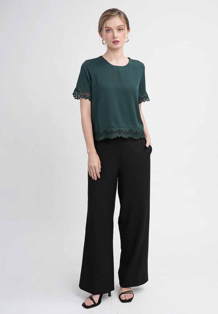 Faye Short-Sleeve Tee with Lace Trim