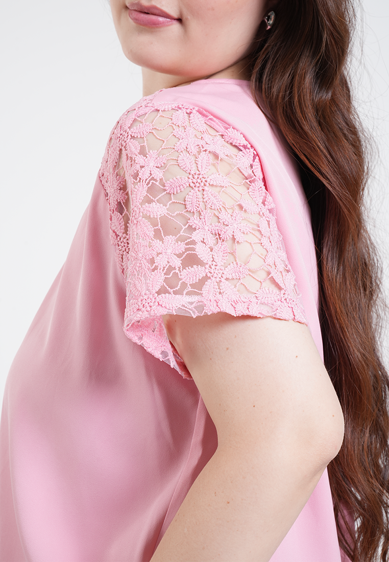 Milly Plus Size Celina Lace Sleeve Collared Top