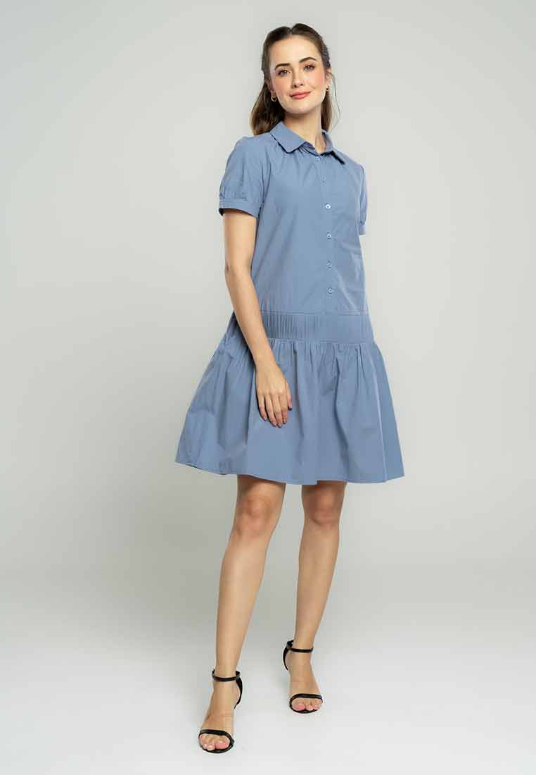 Rosy Collared Shirt Dress