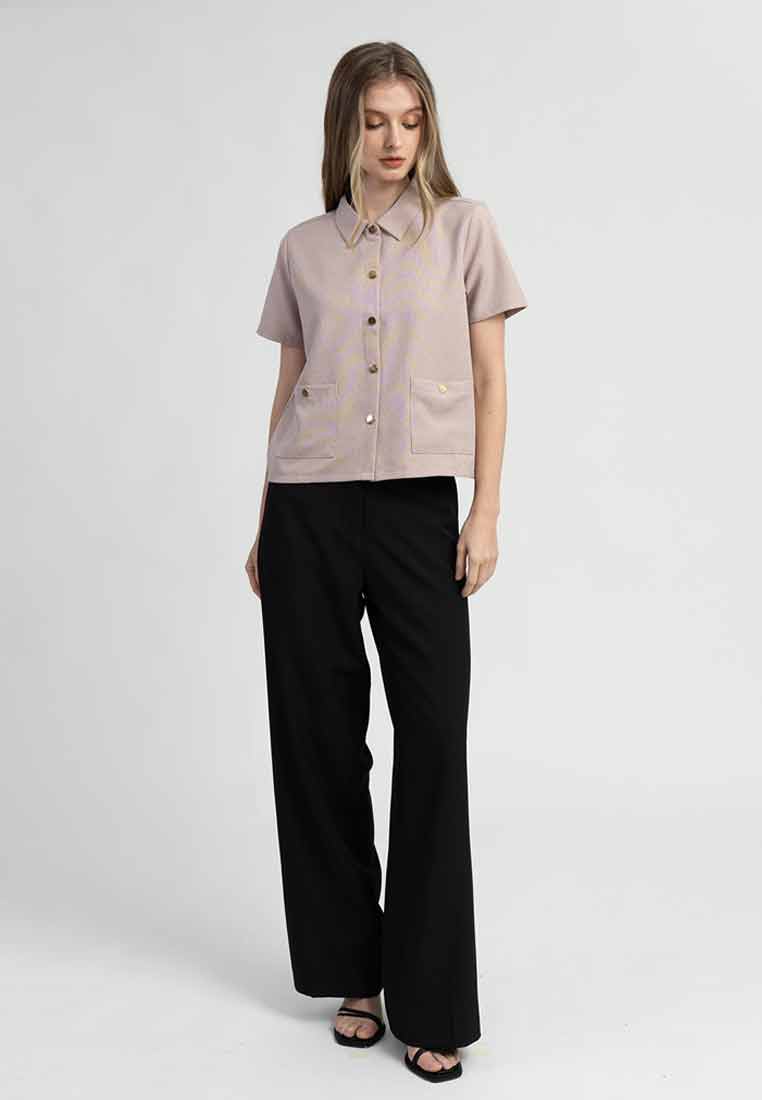 Carys Collared Short Sleeve Button-Down Top