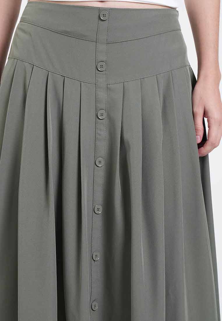 Kelsey Button A-Line Midi Skirt