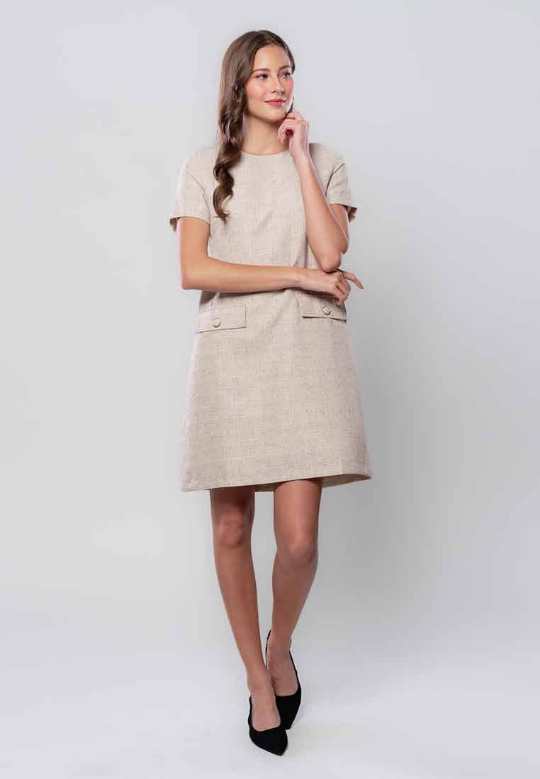 Bellamy Tweed Shift Dress with Front Pockets