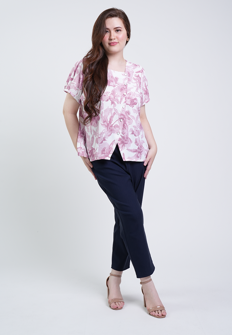 Milly Plus Size Isabelle Floral Button Front Top