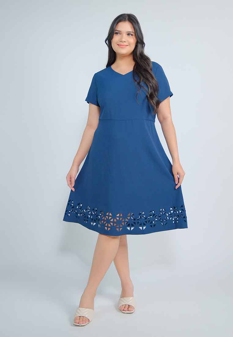 Milly Plus Size Leilah A-line Dress with Laser Cut