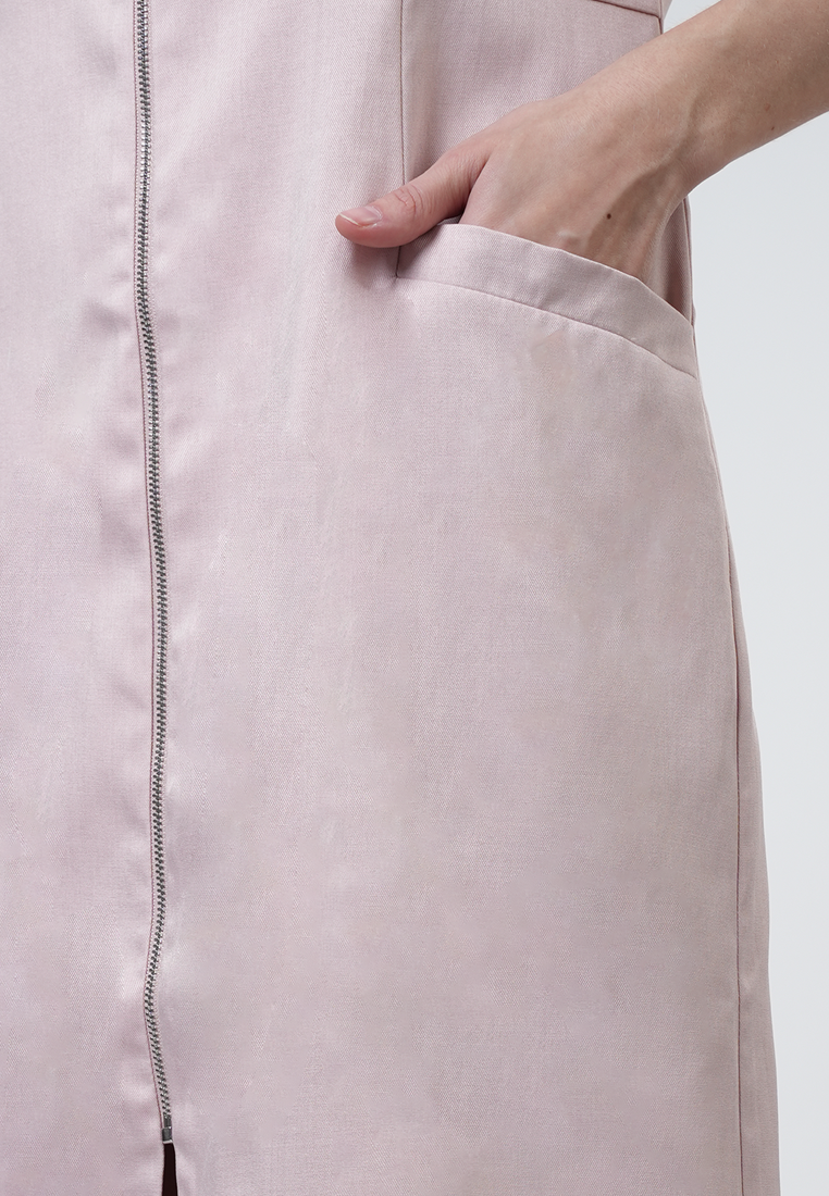 Reese Zip-Front Collared Midi Dress