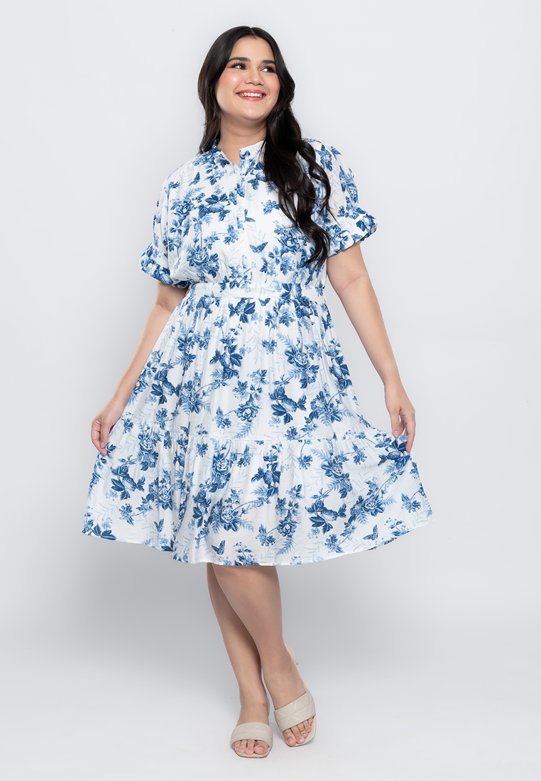 Milly Plus Size Rosselle Button-down Dress in Floral Print