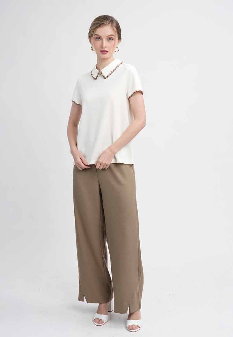 Marlene Textured Tee With Contrast Scallop