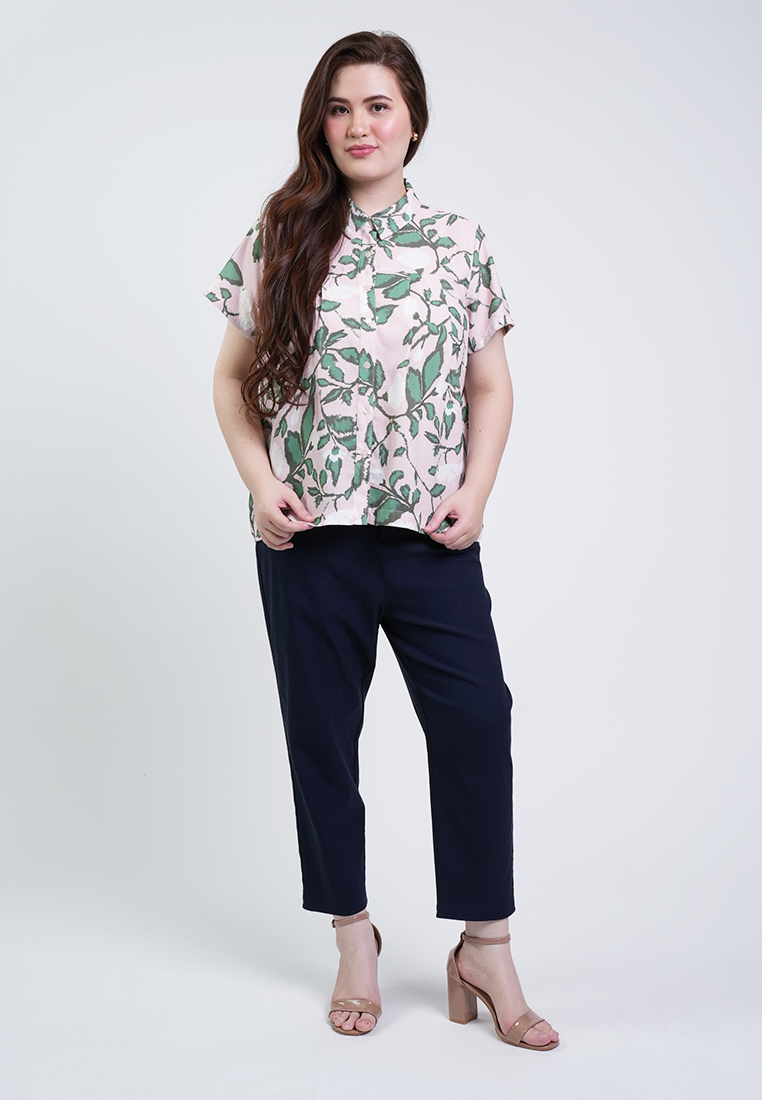 Milly Plus Size Rosa Button-Down Collar Floral Blouse