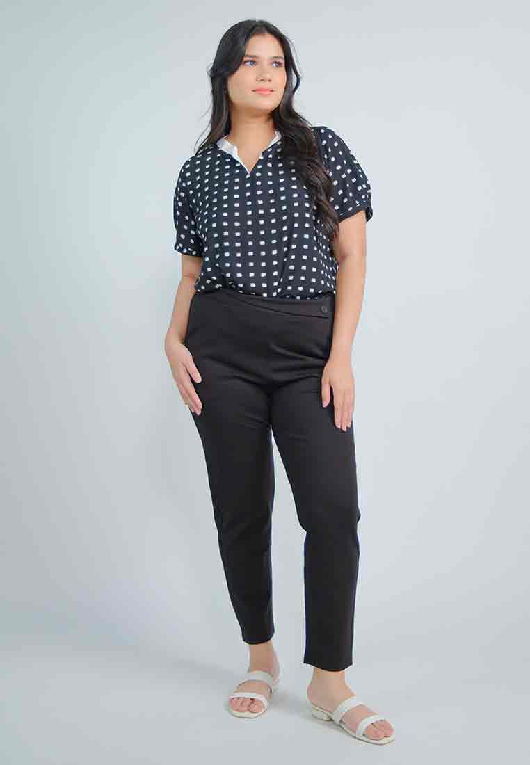 Milly Plus Size Wrenn Spandex Pants with Asymmetrical Tab Detail