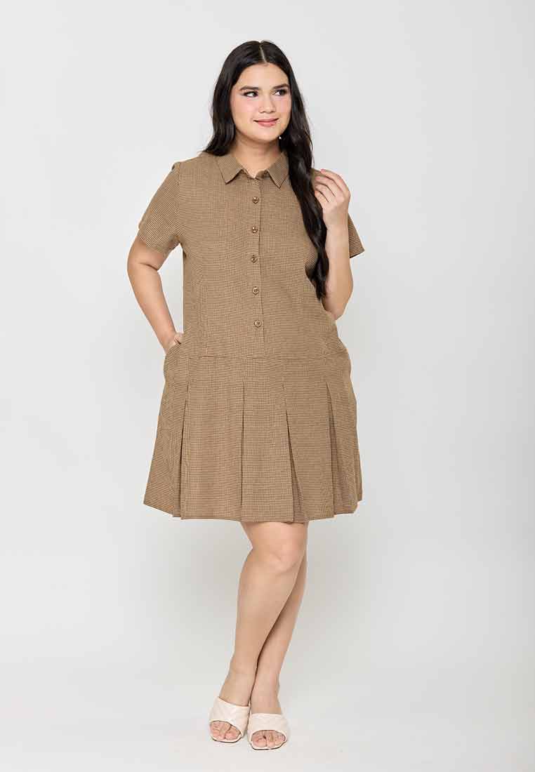 Milly Plus Size Sunniva Shirt Dress with Pleated Hem Details