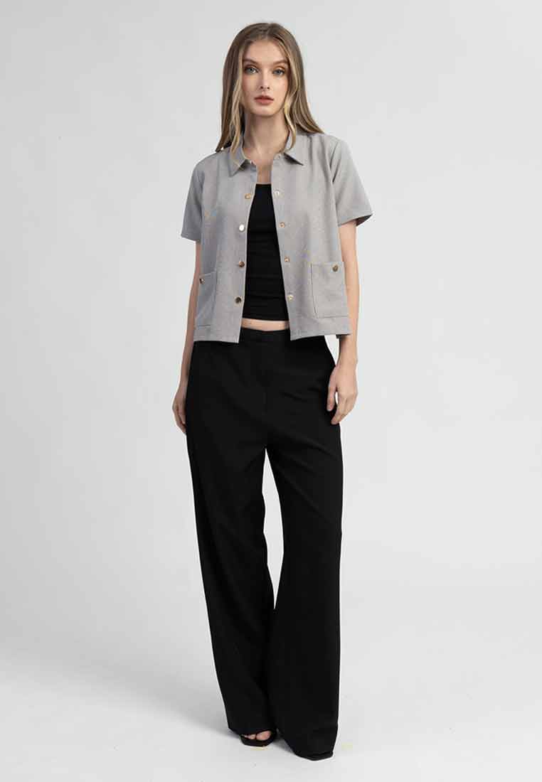 Carys Collared Short Sleeve Button-Down Top