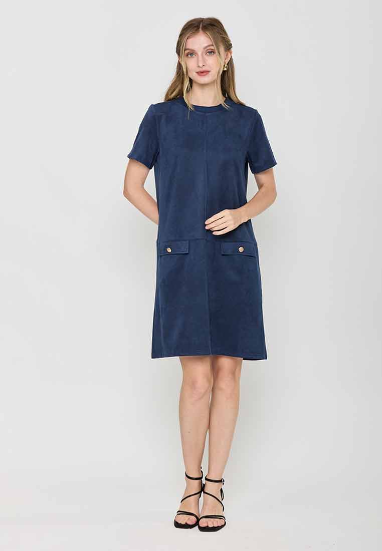 Ramona Shift Dress with Neckline Ribbing