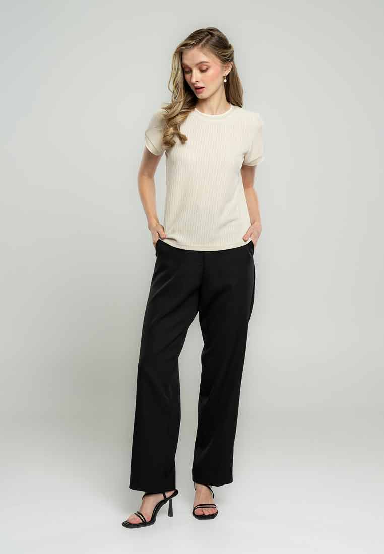 Arleth Textured Knit Top with Ribbing Detail