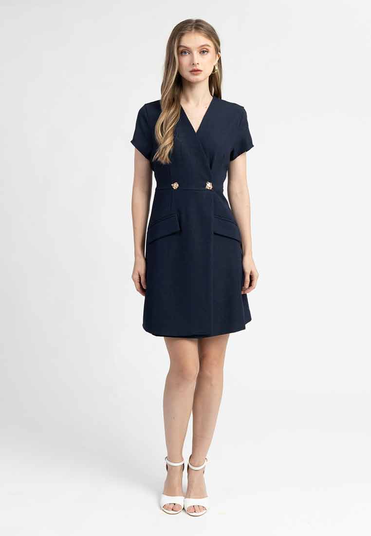 Nikki A-Line V-neck Short Sleeve Dress