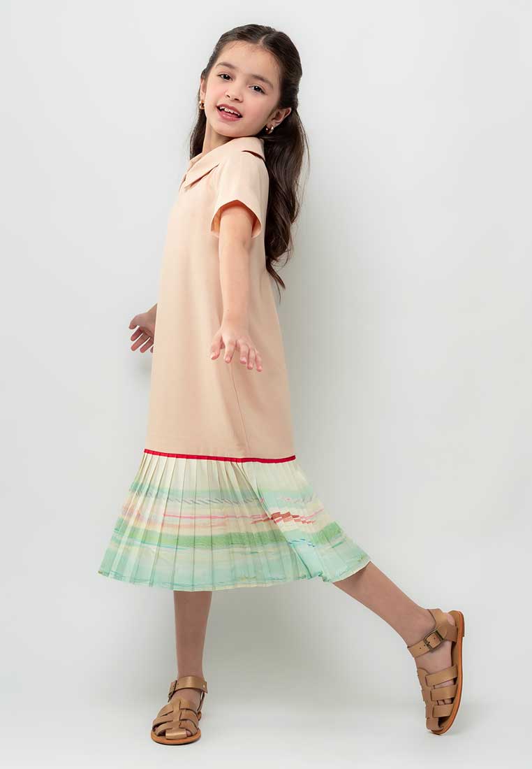 Treehouse Aurora Collared Dress with  Pleated Hem