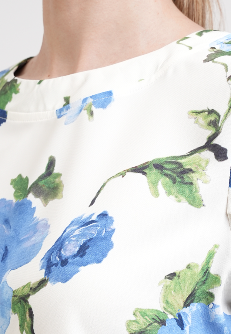 Mira Vintage Floral High-Neck Blouse