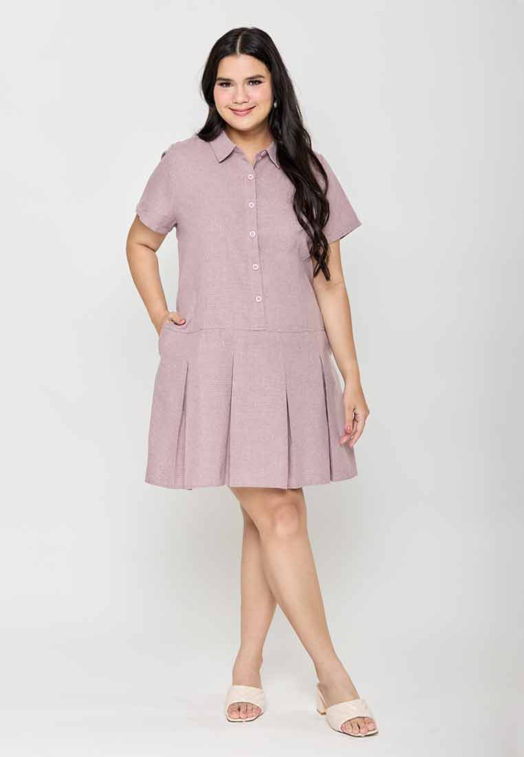Milly Plus Size Sunniva Shirt Dress with Pleated Hem Details