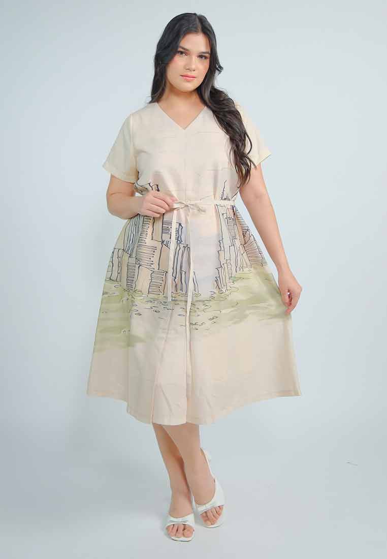 Milly Plus Size Leilani A-Line Dress in Cityscape Print